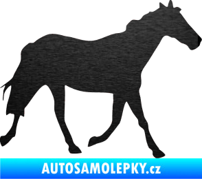 Samolepka Kůň 012 pravá škrábaný kov černý