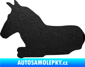 Samolepka Kůň 017 levá ležící škrábaný kov černý