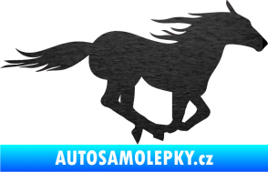 Samolepka Kůň 029 pravá škrábaný kov černý