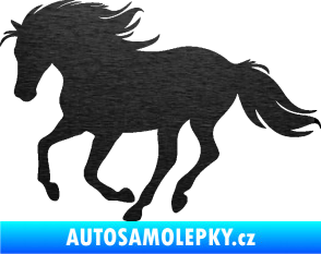 Samolepka Kůň 071 levá běžící škrábaný kov černý