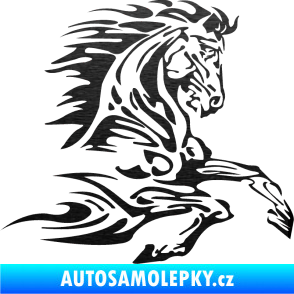 Samolepka Kůň 074 pravá škrábaný kov černý