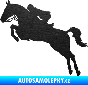 Samolepka Kůň 076 levá parkur škrábaný kov černý