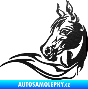 Samolepka Kůň 085 levá škrábaný kov černý