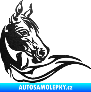 Samolepka Kůň 085 pravá škrábaný kov černý