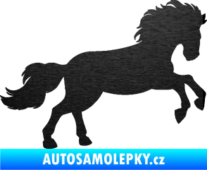 Samolepka Kůň 098 pravá běh škrábaný kov černý