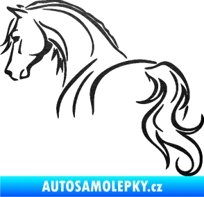 Samolepka Kůň 104 levá škrábaný kov černý