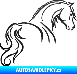 Samolepka Kůň 104 pravá škrábaný kov černý