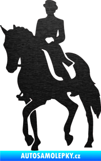 Samolepka Kůň drezura levá škrábaný kov černý