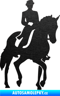 Samolepka Kůň drezura pravá škrábaný kov černý