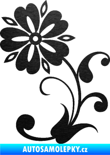 Samolepka Květina dekor 001 levá škrábaný kov černý