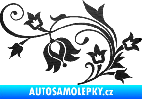 Samolepka Květina dekor 002 levá škrábaný kov černý