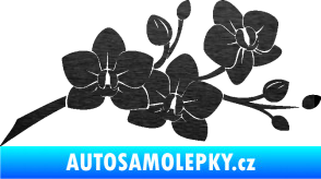 Samolepka Květina dekor 008 pravá orchidej škrábaný kov černý
