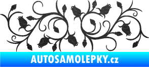 Samolepka Květina dekor 010 pravá růžičky škrábaný kov černý