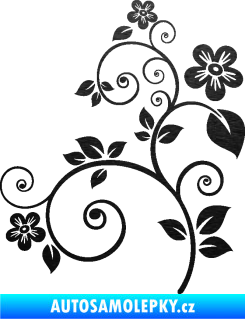 Samolepka Květina dekor 012 levá škrábaný kov černý