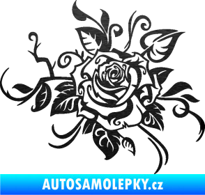 Samolepka Květina dekor 016 pravá růže škrábaný kov černý