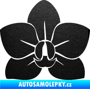 Samolepka Květina dekor 023 orchidej květ škrábaný kov černý