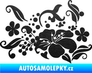 Samolepka Květina dekor 024 levá škrábaný kov černý