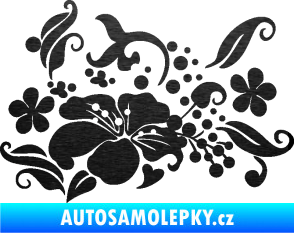 Samolepka Květina dekor 024 pravá škrábaný kov černý