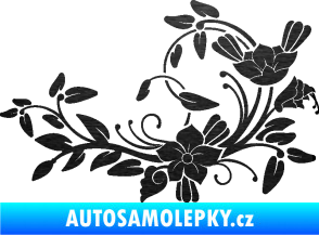 Samolepka Květina dekor 025 pravá škrábaný kov černý
