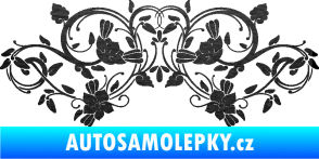 Samolepka Květina dekor 026 škrábaný kov černý