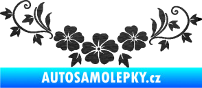 Samolepka Květina dekor 045 levá ibišky škrábaný kov černý