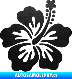 Samolepka Kytička 001 pravá ibišek škrábaný kov černý