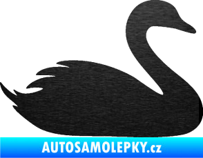 Samolepka Labuť 001 pravá škrábaný kov černý