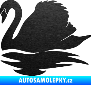 Samolepka Labuť 003 levá škrábaný kov černý