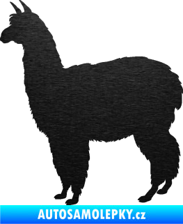 Samolepka Lama 002 levá alpaka škrábaný kov černý