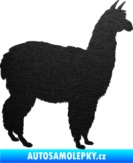Samolepka Lama 002 pravá alpaka škrábaný kov černý