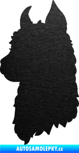 Samolepka Lama 006 levá silueta škrábaný kov černý