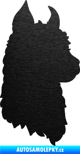 Samolepka Lama 006 pravá silueta škrábaný kov černý