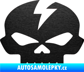 Samolepka Lebka 001 levá škrábaný kov černý