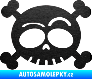 Samolepka Lebka 003 levá škrábaný kov černý