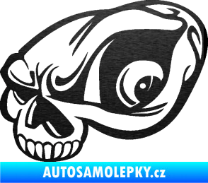 Samolepka Lebka 018 levá škrábaný kov černý