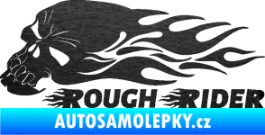 Samolepka Lebka 051 levá rough rider škrábaný kov černý