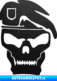 Samolepka Lebka army pravá škrábaný kov černý