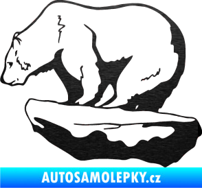 Samolepka Lední medvěd levá škrábaný kov černý