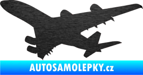 Samolepka Letadlo 002 levá škrábaný kov černý
