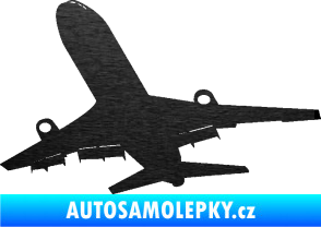 Samolepka Letadlo 007 levá škrábaný kov černý