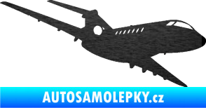 Samolepka Letadlo 011 pravá škrábaný kov černý