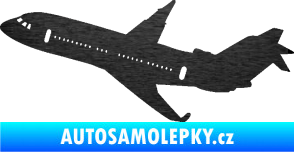 Samolepka Letadlo 013 levá škrábaný kov černý