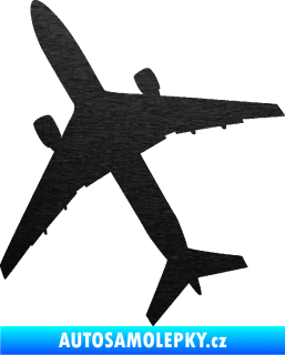 Samolepka Letadlo 018 levá škrábaný kov černý