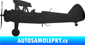 Samolepka Letadlo 020 levá Boeing Stearman model 75 biplane škrábaný kov černý