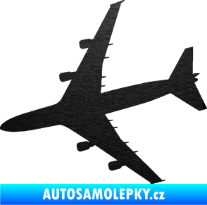 Samolepka letadlo 023 levá Jumbo Jet škrábaný kov černý