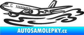 Samolepka Letadlo 026 levá v oblacích škrábaný kov černý