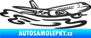 Samolepka Letadlo 026 pravá v oblacích škrábaný kov černý
