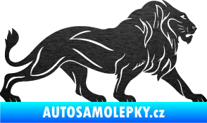 Samolepka Lev 007 pravá škrábaný kov černý