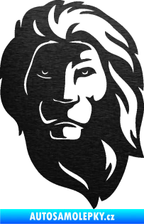 Samolepka Lev 011 pravá škrábaný kov černý