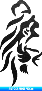Samolepka Lev 012 levá půlka tváře škrábaný kov černý